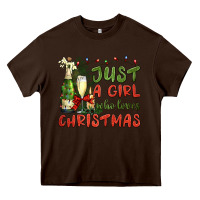 Chocolate Brown just a girl who loves christmas Heavy Core Tee - BundleAndBundleShop