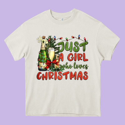 Just A Girl Who Loves Christmas Heavy Core Tee Designed By Bundleandbundleshop