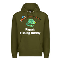 Army Green kids papa's fishing buddy grandson or granddaughter fish t shirt Premium Hoodie - linhVisuals