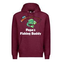 Burgundy kids papa's fishing buddy grandson or granddaughter fish t shirt Premium Hoodie - linhVisuals
