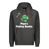Charcoal Heather kids papa's fishing buddy grandson or granddaughter fish t shirt Premium Hoodie - linhVisuals