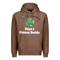 Chestnut kids papa's fishing buddy grandson or granddaughter fish t shirt Premium Hoodie - linhVisuals