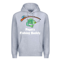 Heather Grey kids papa's fishing buddy grandson or granddaughter fish t shirt Premium Hoodie - linhVisuals