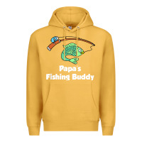 Mustard kids papa's fishing buddy grandson or granddaughter fish t shirt Premium Hoodie - linhVisuals