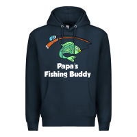 Navy kids papa's fishing buddy grandson or granddaughter fish t shirt Premium Hoodie - linhVisuals