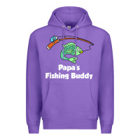 Purple kids papa's fishing buddy grandson or granddaughter fish t shirt Premium Hoodie - linhVisuals