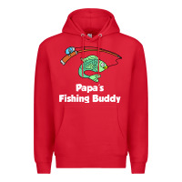 Red kids papa's fishing buddy grandson or granddaughter fish t shirt Premium Hoodie - linhVisuals