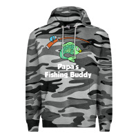 Slate Camo kids papa's fishing buddy grandson or granddaughter fish t shirt Premium Hoodie - linhVisuals