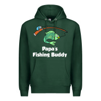 Sports Green kids papa's fishing buddy grandson or granddaughter fish t shirt Premium Hoodie - linhVisuals