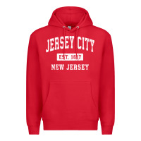 Red jersey city new jersey nj vintage established sports design pullover h Premium Hoodie - linhVisuals