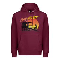 Burgundy baywatch lifeguard sunset t shirt Premium Hoodie - linhVisuals