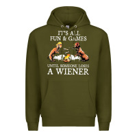Army Green it's all fun and games until someone loses a wiener shirt Premium Hoodie - linhVisuals