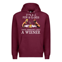 Burgundy it's all fun and games until someone loses a wiener shirt Premium Hoodie - linhVisuals