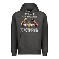 Charcoal Heather it's all fun and games until someone loses a wiener shirt Premium Hoodie - linhVisuals