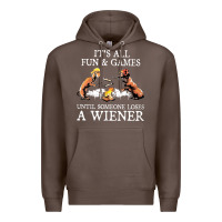 Coffee it's all fun and games until someone loses a wiener shirt Premium Hoodie - linhVisuals