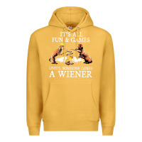 Mustard it's all fun and games until someone loses a wiener shirt Premium Hoodie - linhVisuals