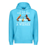 Ocean Blue it's all fun and games until someone loses a wiener shirt Premium Hoodie - linhVisuals
