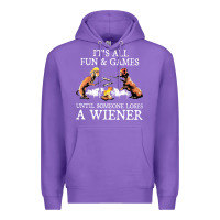 Purple it's all fun and games until someone loses a wiener shirt Premium Hoodie - linhVisuals