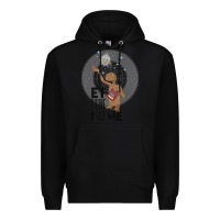 Black e.t. phone home spaceship flying away premium t shirt Premium Hoodie - linhVisuals