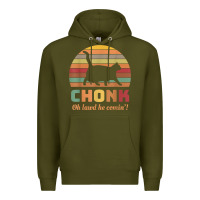 Army Green chonk cat scale meme retro oh lawd he comin' memes t shirt Premium Hoodie - linhVisuals