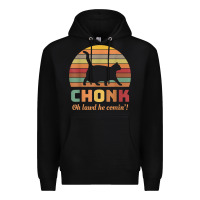 Black chonk cat scale meme retro oh lawd he comin' memes t shirt Premium Hoodie - linhVisuals