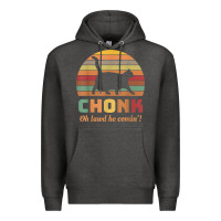 Charcoal Heather chonk cat scale meme retro oh lawd he comin' memes t shirt Premium Hoodie - linhVisuals