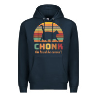 Navy chonk cat scale meme retro oh lawd he comin' memes t shirt Premium Hoodie - linhVisuals