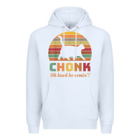 White chonk cat scale meme retro oh lawd he comin' memes t shirt Premium Hoodie - linhVisuals