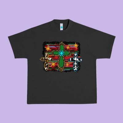Cross Leopard Cowhide Glitter Serape Urban Heavy Tee Designed By Ranaportraitstore