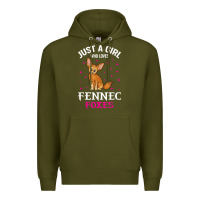 Army Green fennec fox just a girl who loves fennec foxes t shirt Premium Hoodie - linhVisuals