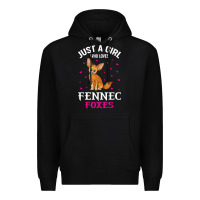 Black fennec fox just a girl who loves fennec foxes t shirt Premium Hoodie - linhVisuals