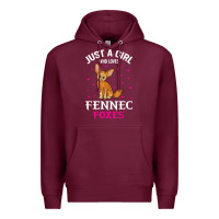 Burgundy fennec fox just a girl who loves fennec foxes t shirt Premium Hoodie - linhVisuals