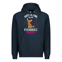 Navy fennec fox just a girl who loves fennec foxes t shirt Premium Hoodie - linhVisuals