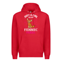 Red fennec fox just a girl who loves fennec foxes t shirt Premium Hoodie - linhVisuals