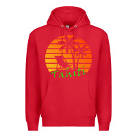 Red outdoor t  shirt tahiti retro vintage sunset t  shirt Premium Hoodie - linhVisuals