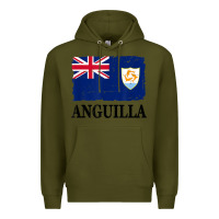 Army Green flag of anguilla   anguilla banner t shirt Premium Hoodie - linhVisuals