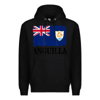 Black flag of anguilla   anguilla banner t shirt Premium Hoodie - linhVisuals
