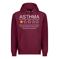 Burgundy funny asthma awareness one star rating inhaler wheezy breath t shirt Premium Hoodie - linhVisuals