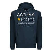 Navy funny asthma awareness one star rating inhaler wheezy breath t shirt Premium Hoodie - linhVisuals