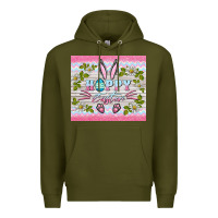 Army Green happy easter bunny Premium Hoodie - BarkalooDesign