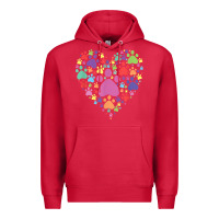 Cardinal heart paw print dog cat lover valentines day t shirt Premium Hoodie - linhVisuals