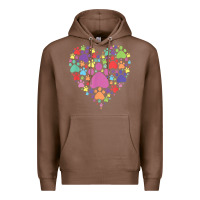Chestnut heart paw print dog cat lover valentines day t shirt Premium Hoodie - linhVisuals