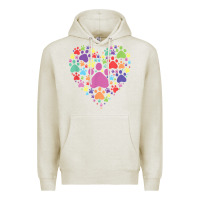 Oatmeal Heather heart paw print dog cat lover valentines day t shirt Premium Hoodie - linhVisuals