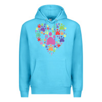 Ocean Blue heart paw print dog cat lover valentines day t shirt Premium Hoodie - linhVisuals