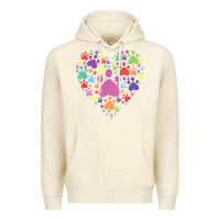 Sandshell heart paw print dog cat lover valentines day t shirt Premium Hoodie - linhVisuals
