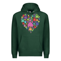 Sports Green heart paw print dog cat lover valentines day t shirt Premium Hoodie - linhVisuals