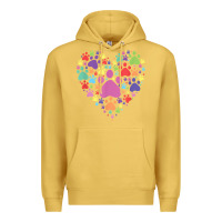 Antique Gold heart paw print dog cat lover valentines day t shirt Premium Hoodie - linhVisuals