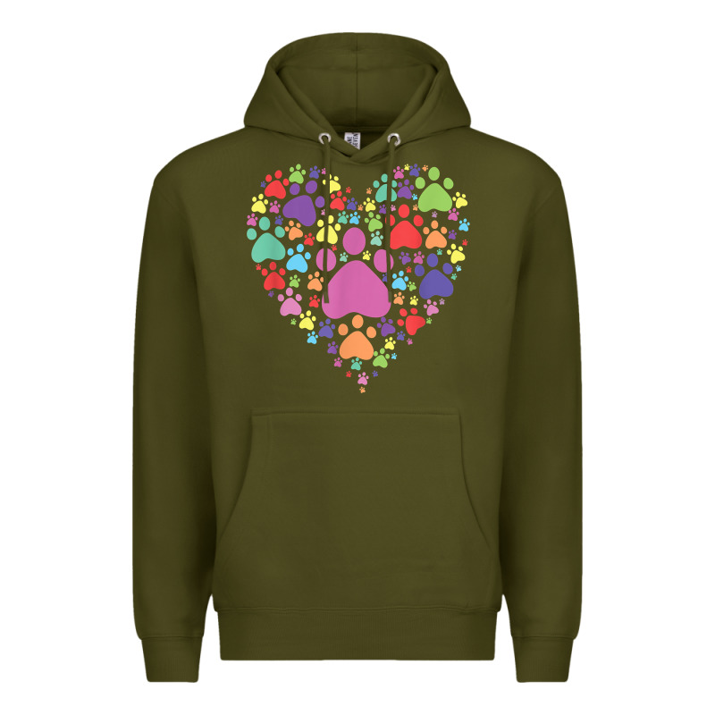 Heart Paw Print Dog Cat Lover Valentines Day T Shirt Premium Hoodie by linhVisuals | Teevron