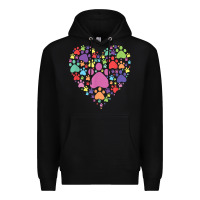 Black heart paw print dog cat lover valentines day t shirt Premium Hoodie - linhVisuals