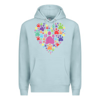 Blue Mist heart paw print dog cat lover valentines day t shirt Premium Hoodie - linhVisuals